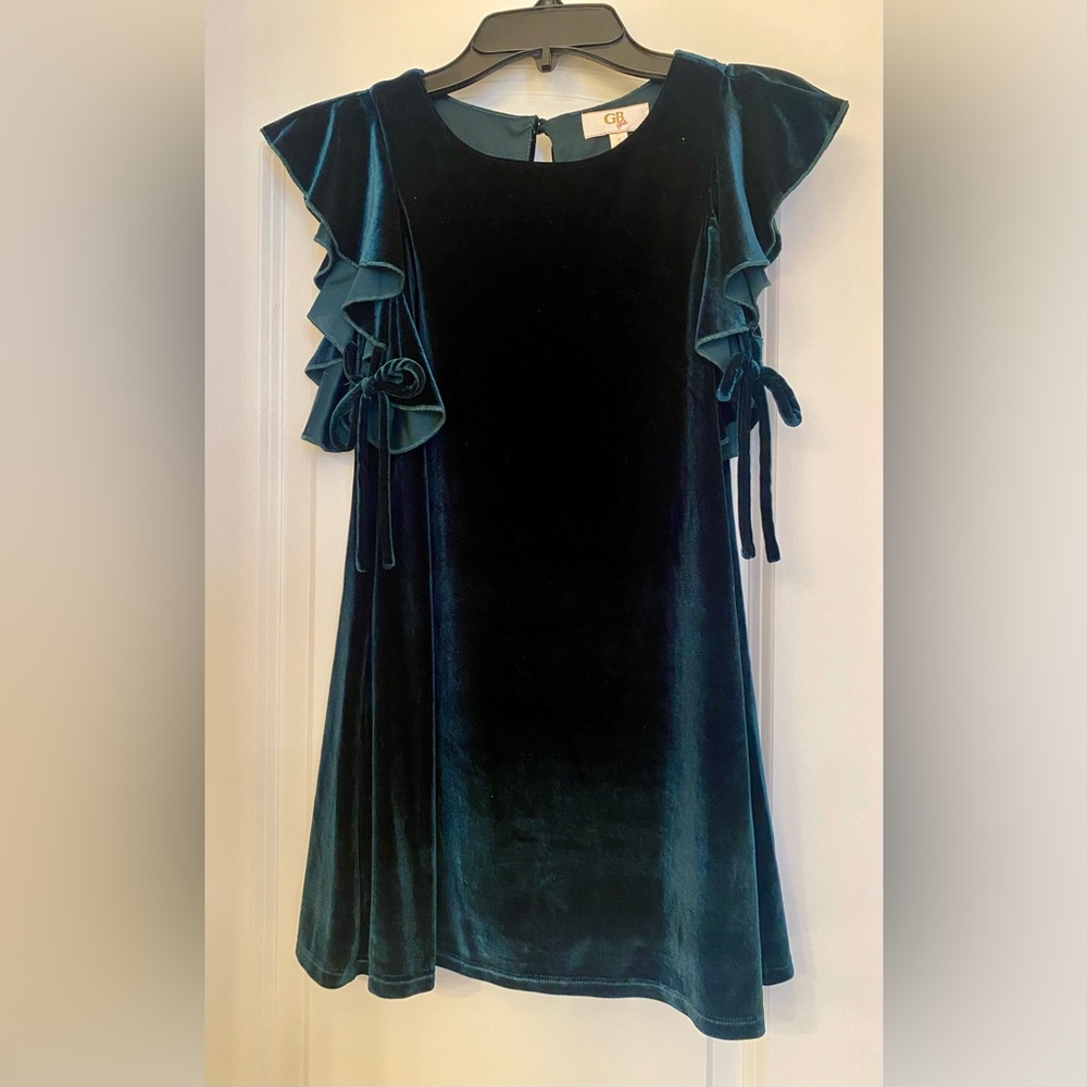 GB Girls Dark Teal Velvet Dress Size Small